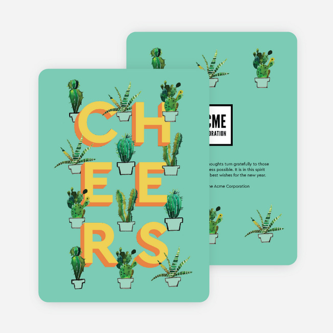 Crafty Cacti Corporate Holiday Cards & Corporate Christmas Cards - Green