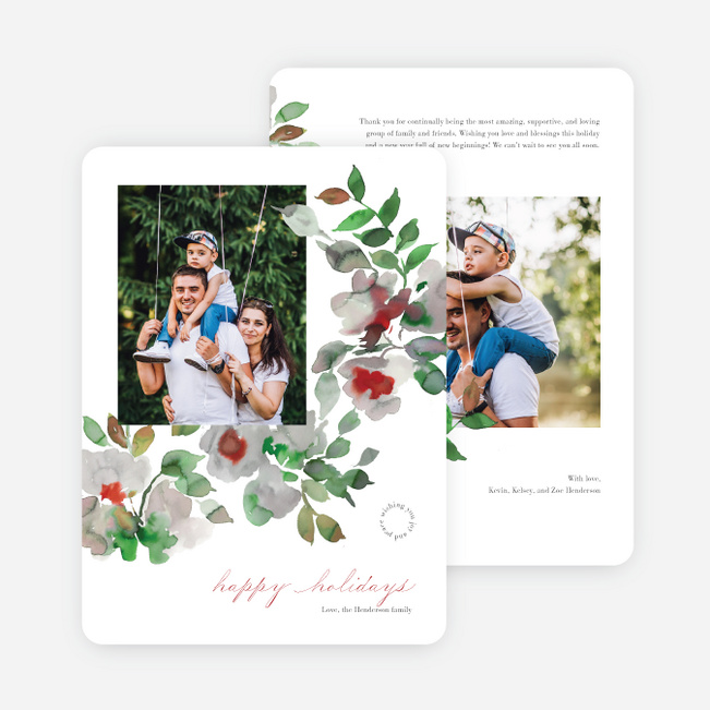 Festive Watercolors Multi Photo Holiday Cards - Multi