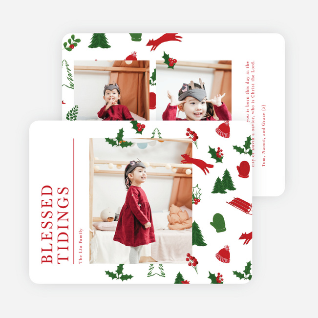 Spirited Pattern Christmas Cards - Red