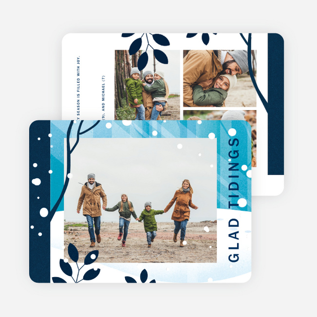 Winter Frame Multi Photo Holiday Cards - Blue