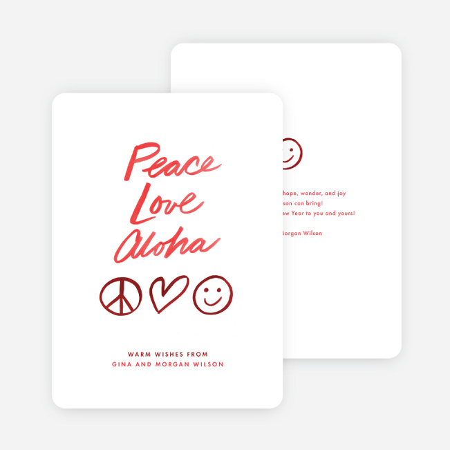 Aloha & Peace Holiday Cards - Red
