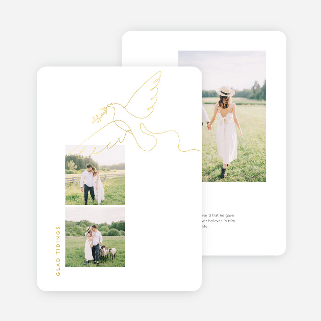 Foil Flying Dove Christmas Cards - Yellow