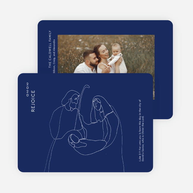 Modern Nativity Scene Christmas Cards - Blue