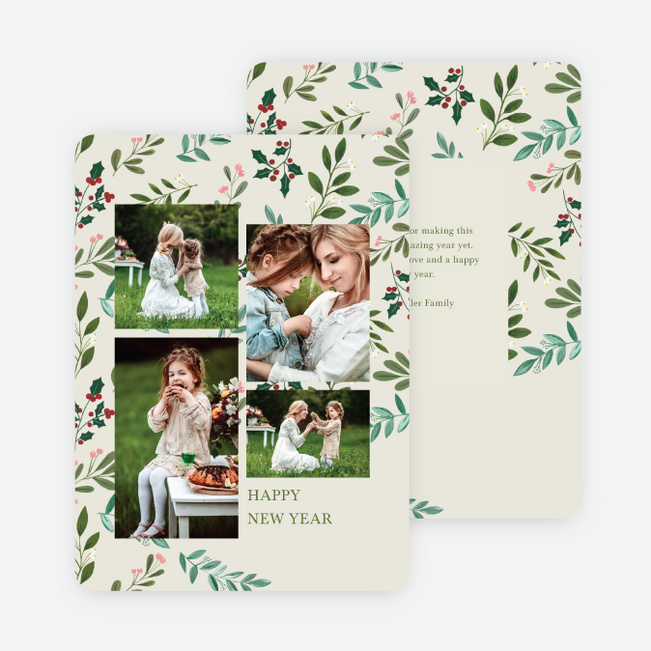 Delicate Greenery New Year Cards and Invitations - Multi