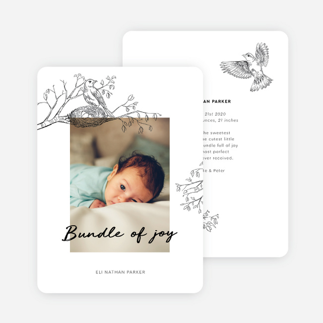 Nestled With Love Birth Announcements - White