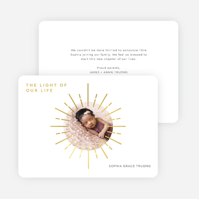 Foil Brightest Light Birth Announcements - Yellow
