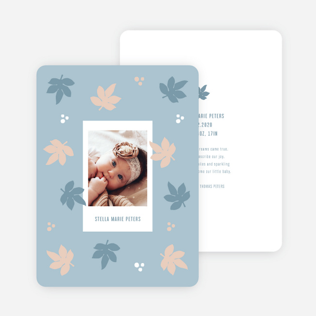 Leafy Snapshot Baby Announcements - Blue