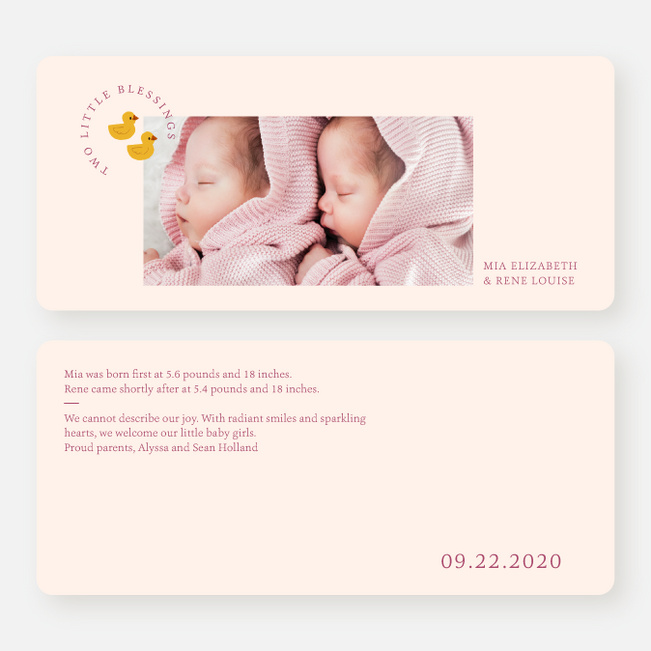 Darling Ducklings Multiples Announcements - Pink