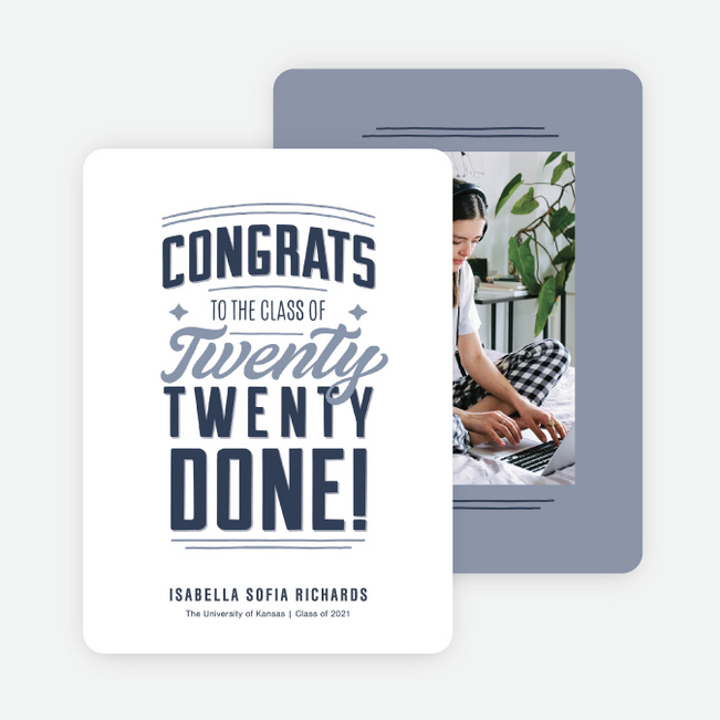 Twenty Twenty Done Graduation Announcements & Graduation Invitations - Blue