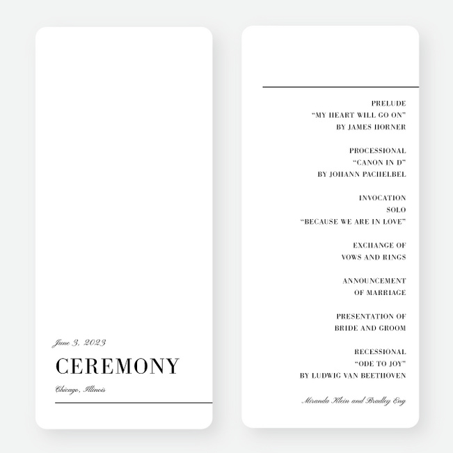 Eloquent Print Wedding Programs