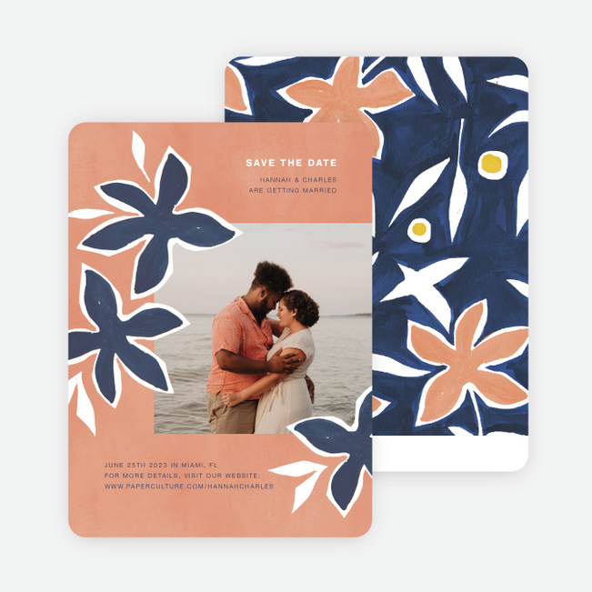 Pretty Petals Save the Date Cards - Blue