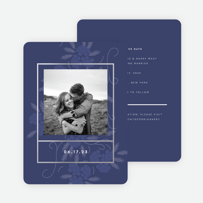 Floral Watermark Save the Date Cards - Blue