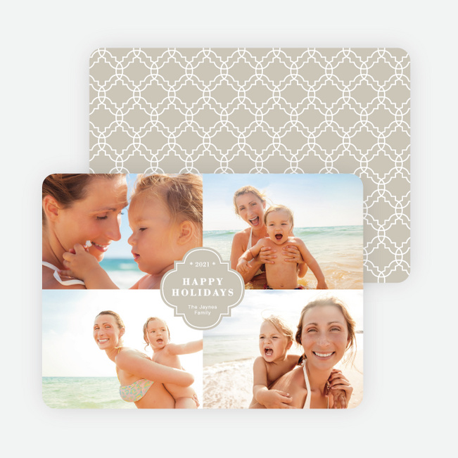 Family Crest Holiday Photo Cards - Beige