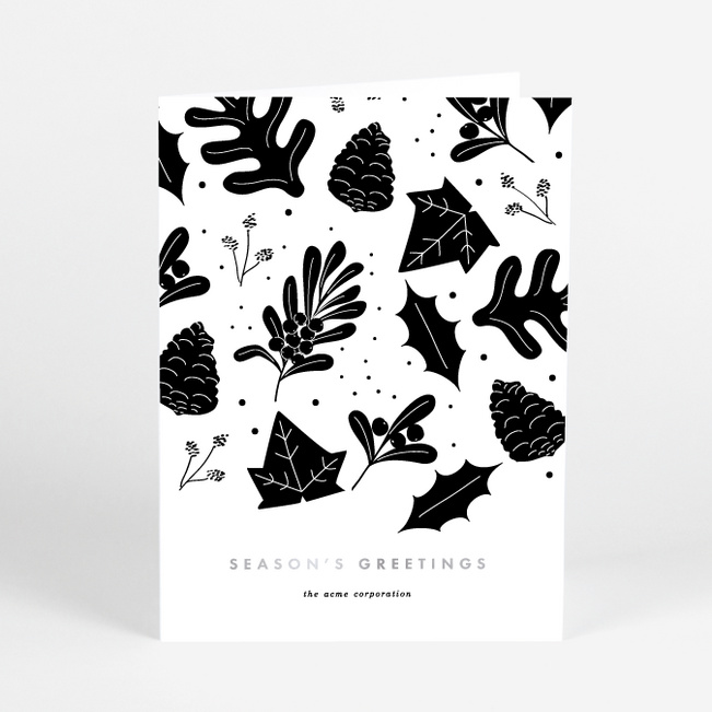 Foil Foliage Frenzy Business Holiday Cards - Gray