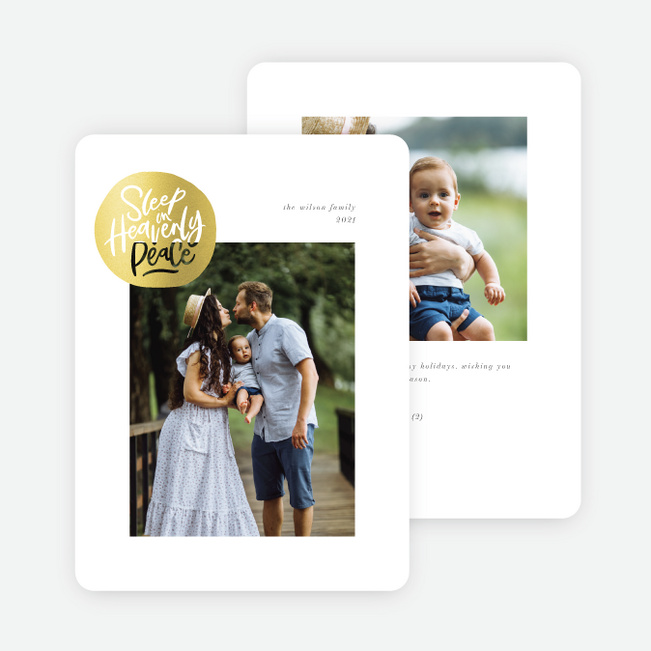 Foil Heavenly Peace Christmas Cards - Yellow