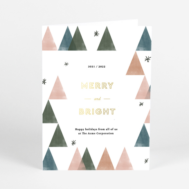 Foil Modern Trees Company Holiday Cards - Yellow