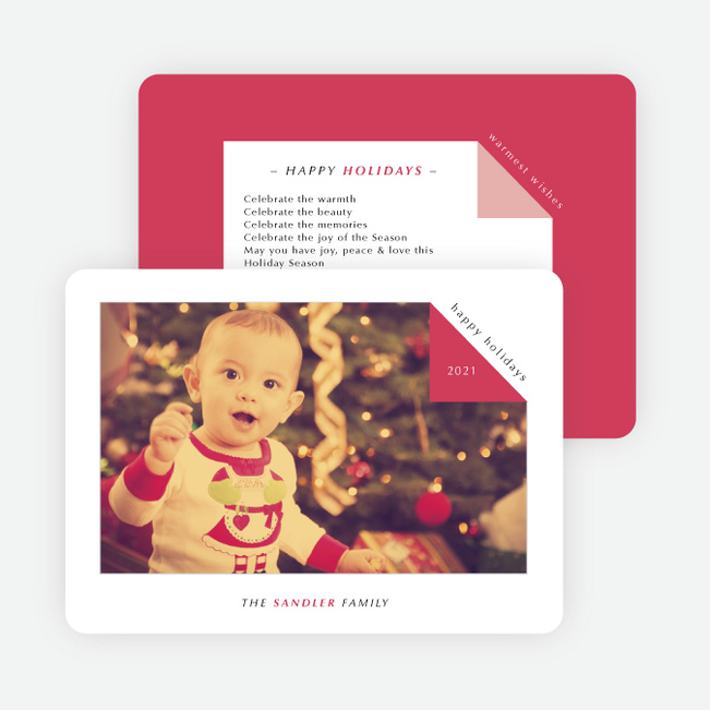 Folded Corner Photo Cards for the Holidays - Red