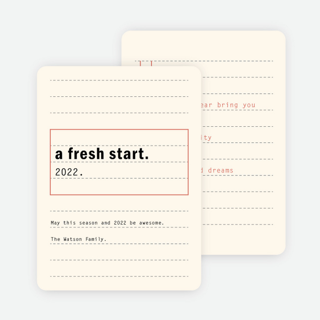 Fresh Start New Year Cards - Beige