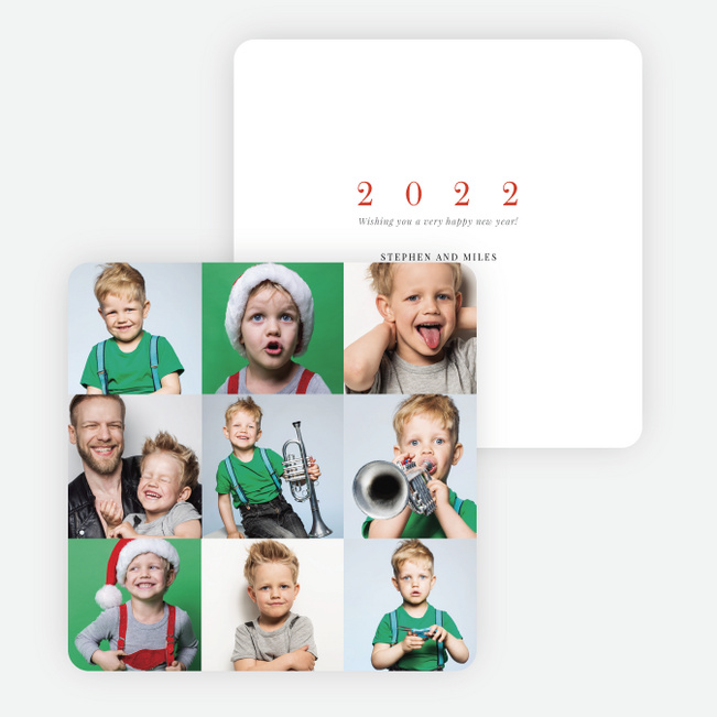 Full of Squares New Year Cards - Red