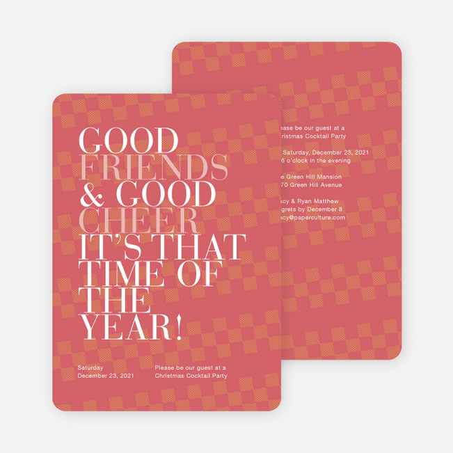 Good Friends & Good Cheer Holiday Party Invitations - Red