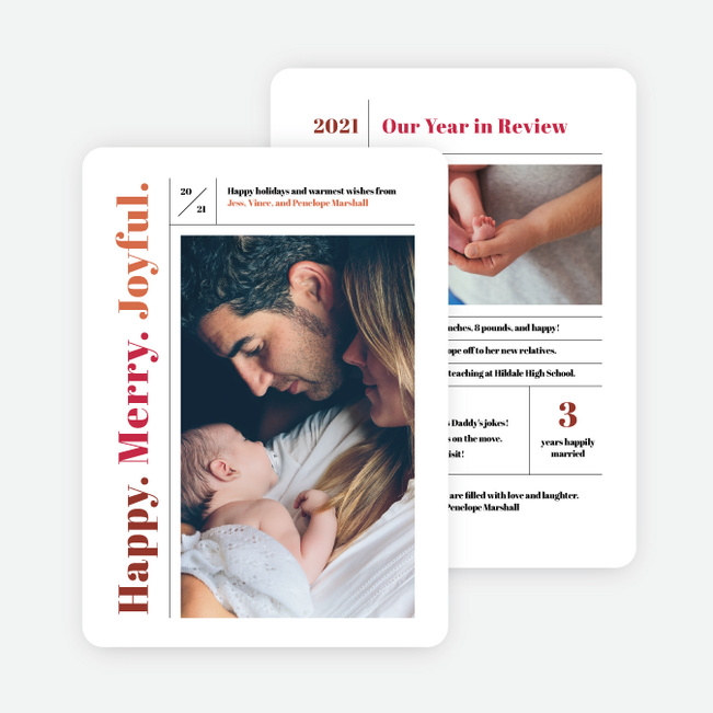 Grid Message Holiday Cards - Red