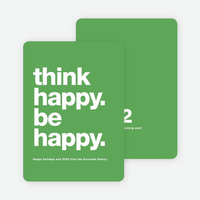 Be Happy New Year Cards - Green