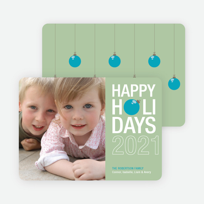 Holiday Ornament Holiday Photo Cards - Celadon