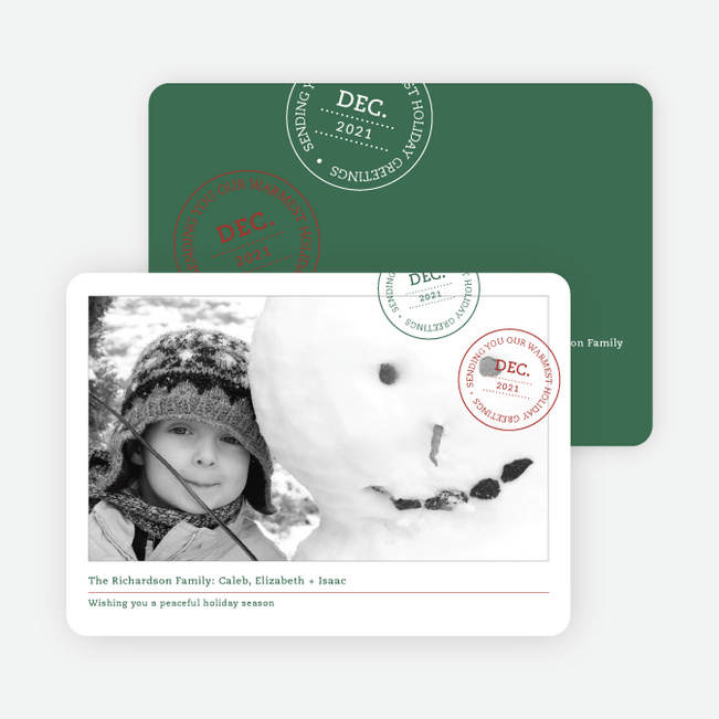Holiday Stamp Photo Cards - Brick Red