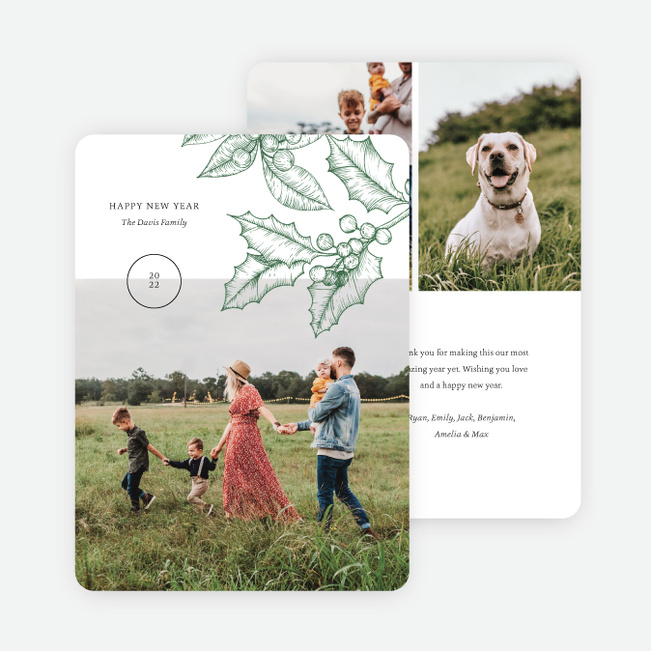 Holly Header Holiday Cards - Green