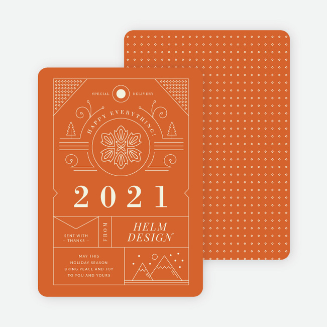 Intricate Details Corporate Holiday Cards - Orange