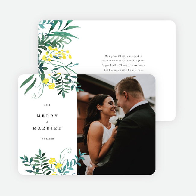Married Bouquet Christmas Cards - White