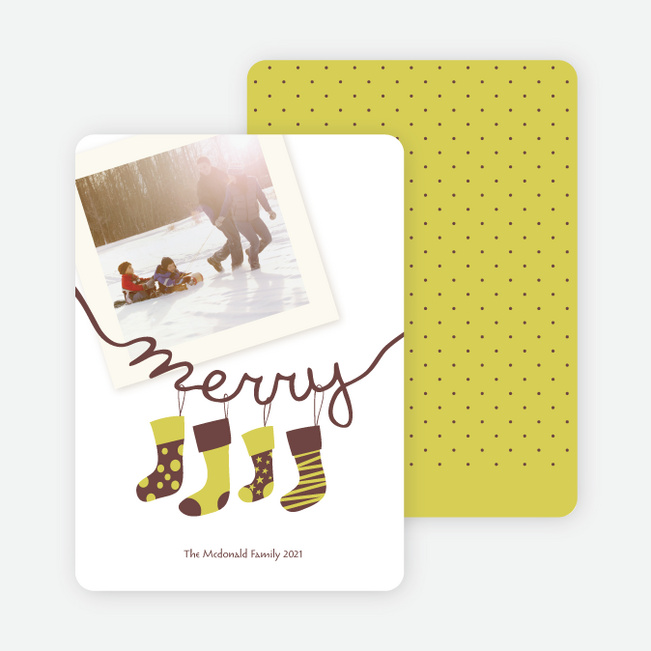 Merry Stockings Holiday Photo Cards - Chartreuse