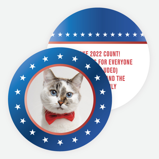 Political Button Photo Holiday Cards - Blue