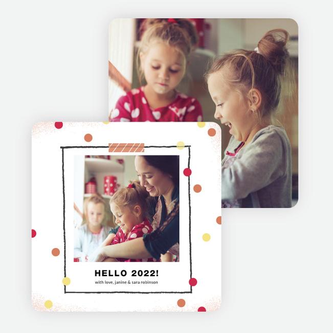Polka Dot Frame New Year Cards - Orange