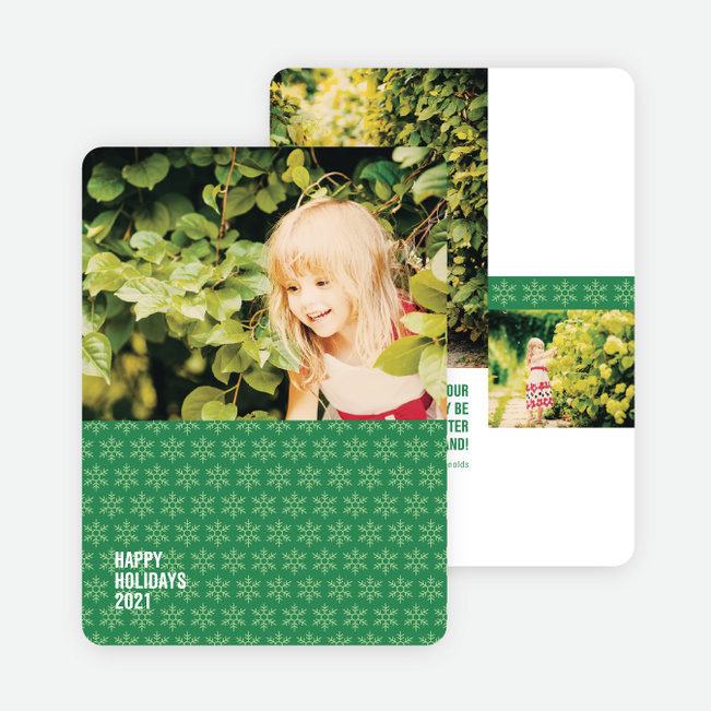 Snowflake Pattern Holiday Cards - Green