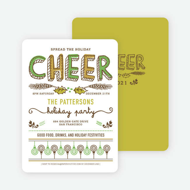 Spread the Holiday Cheer Holiday Invitations - Pistachio