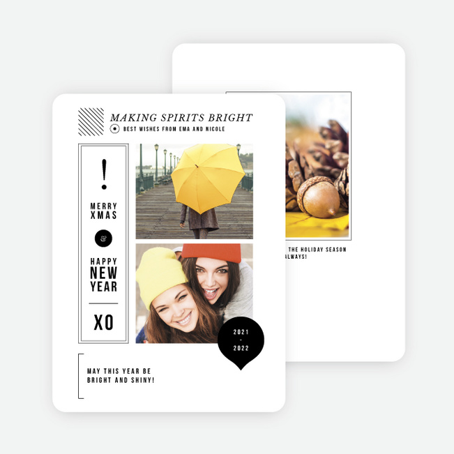 Whimsical Icons Holiday Cards - Black