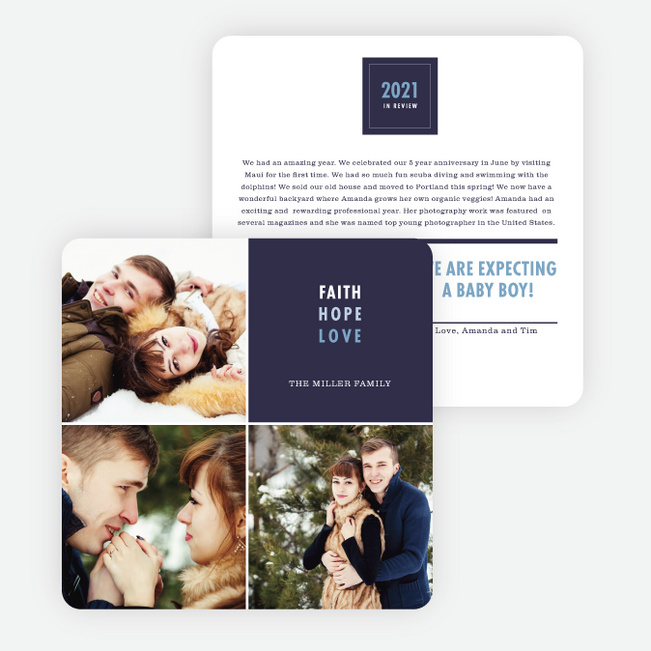 Year in Review Holiday Cards - Blue