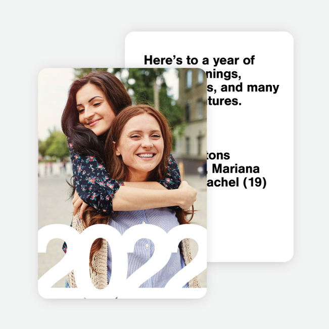 Bold Numbers Photo New Years Cards - Black