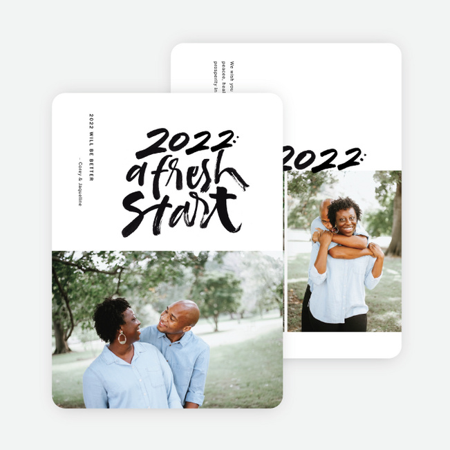 Bold Start New Year Cards and Invitations - White