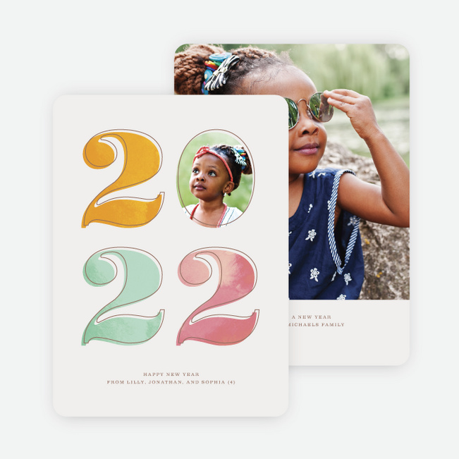 Cheery Numbers New Year Cards - Pink