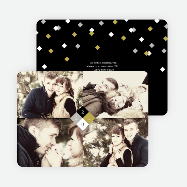Diamond Star New Year’s Photo Cards - Yellow