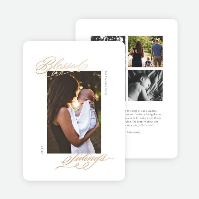 Foil Blessed Tidings Christmas Cards - Pink