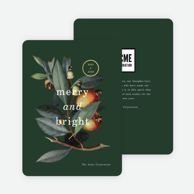 Foil Fruitful Wishes Business Holiday cards - Yellow