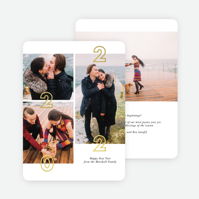 Foil Grid Holiday Cards - Yellow