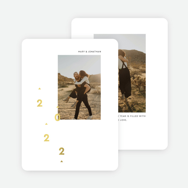 Foil Minimal Triangles New Year Cards and Invitations - Yellow