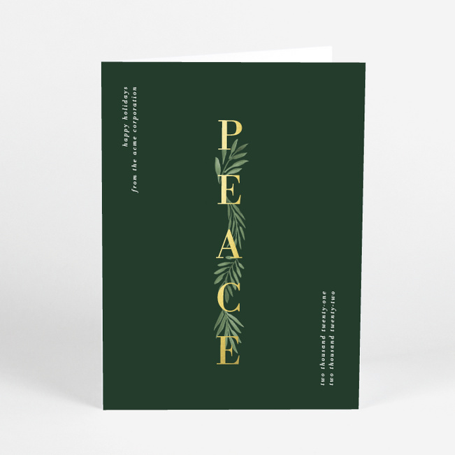 Foil Wintergreen Banner Corporate Holiday Cards - Yellow