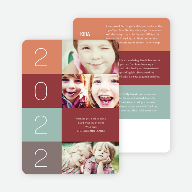 New Year’s Blocks Photo Cards - Gray