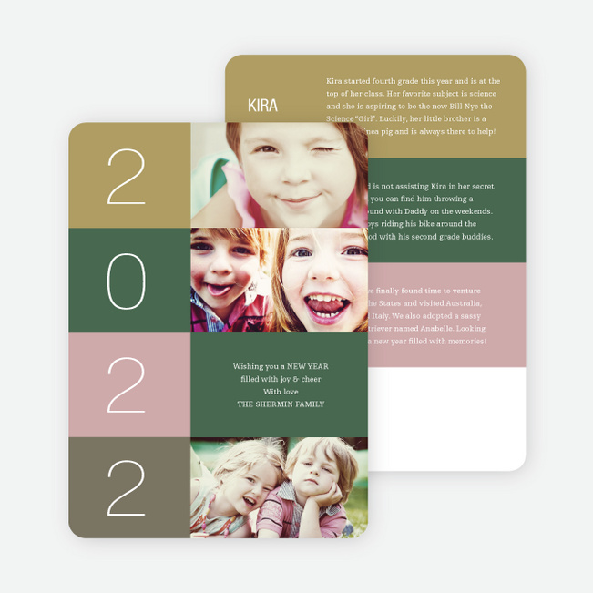 New Year’s Blocks Photo Cards - Green