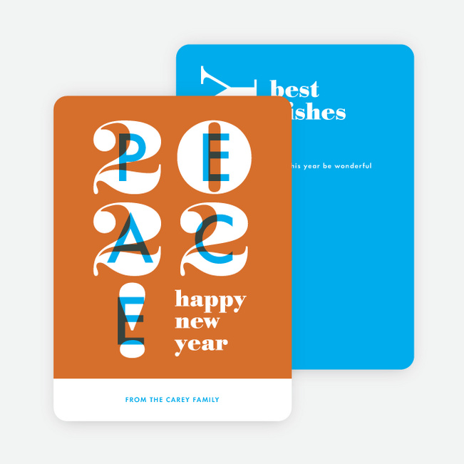 Peace Overlay New Year Cards - Orange